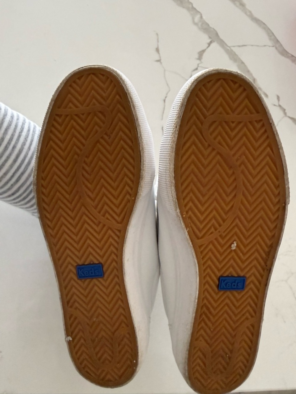 Keds White Leather Sneakers with Gold Accents - Picture 6 of 6